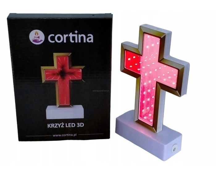Wkład LED Krzyż efekt 3D czerwony 20cm