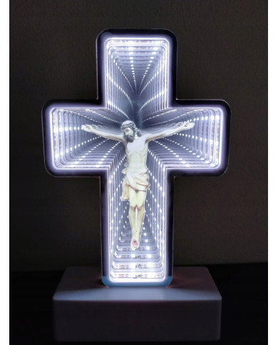 Wkład LED Krzyż efekt 3D Biały 20cm