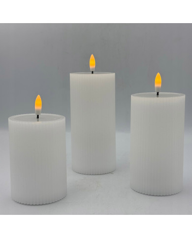 Wkład LED do zniczy – woskowa świeca karbowana 10/12,5/15 cm