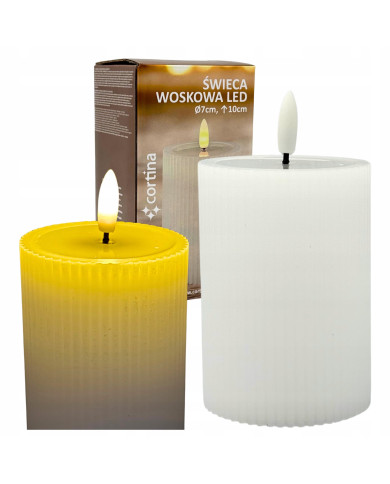 Wkład LED do zniczy – woskowa świeca karbowana 10/12,5/15 cm