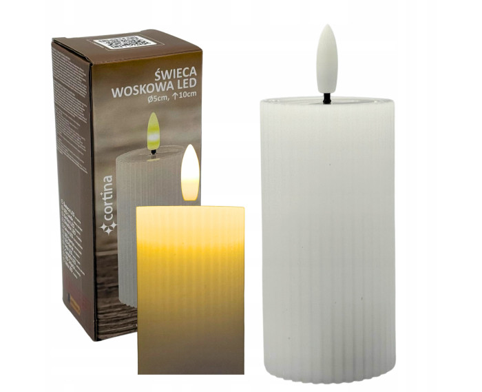 Wkład LED do zniczy – woskowa świeca karbowana 10/12,5/15 cm (wąska)