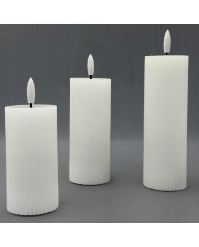 Wkład LED do zniczy – woskowa świeca karbowana 10/12,5/15 cm (wąska)