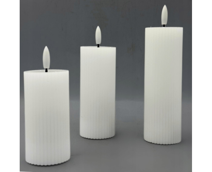 Wkład LED do zniczy – woskowa świeca karbowana 10/12,5/15 cm (wąska)