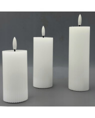 Wkład LED do zniczy – woskowa świeca karbowana 10/12,5/15 cm (wąska)
