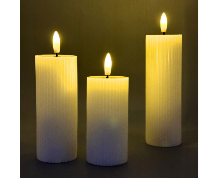 Wkład LED do zniczy – woskowa świeca karbowana 10/12,5/15 cm (wąska)