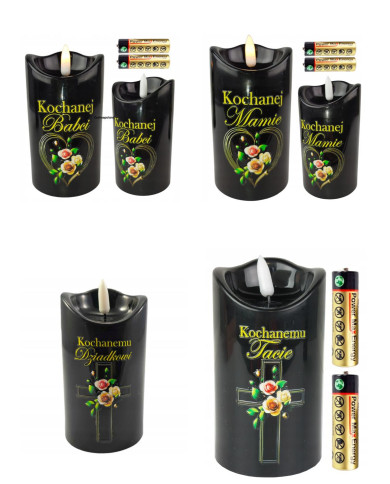 Świeca LED wkłady do zniczy personalizowany Mama/Tata/Babcia/Dziadek