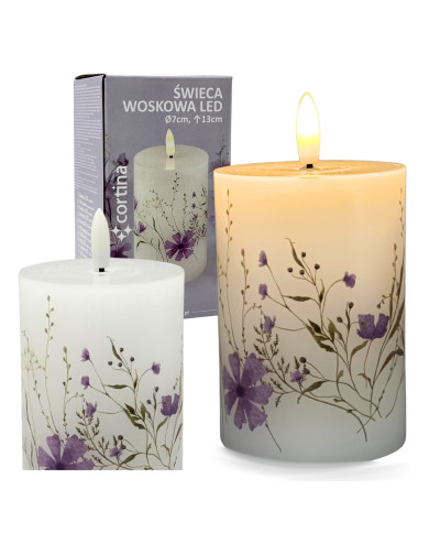 Świeca LED Woskowa Wkład do Zniczy Różowe Kwiaty 13/15/18cm