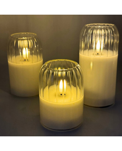 Świeca LED w szkle z powłoką woskową 10/12,5/15cm BIAŁA