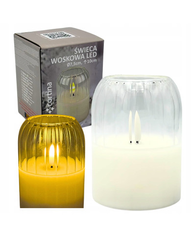 Świeca LED w szkle z powłoką woskową 10/12,5/15cm BIAŁA