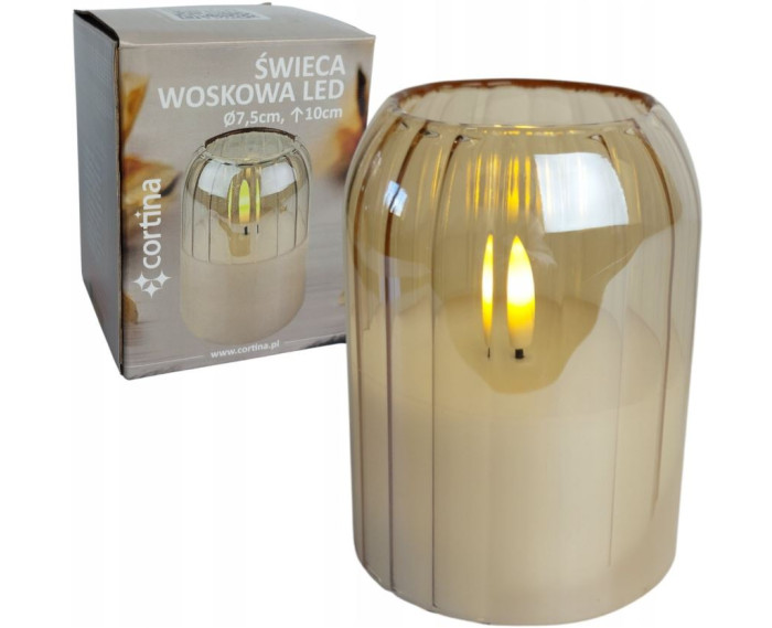 Świeca LED w szkle z powłoką woskową 10/12,5/15cm ZŁOTA
