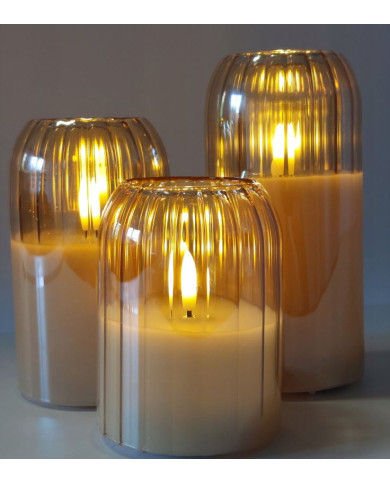 Świeca LED w szkle z powłoką woskową 10/12,5/15cm ZŁOTA