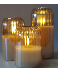 Świeca LED w szkle z powłoką woskową 10/12,5/15cm ZŁOTA