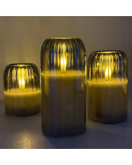 Świeca LED w szkle z powłoką woskową 10/12,5/15cm ZŁOTA