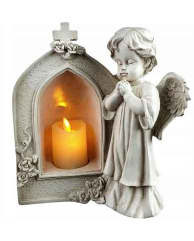 Figurka Aniołka Kapliczka ze świecą LED Aniołek Modlący