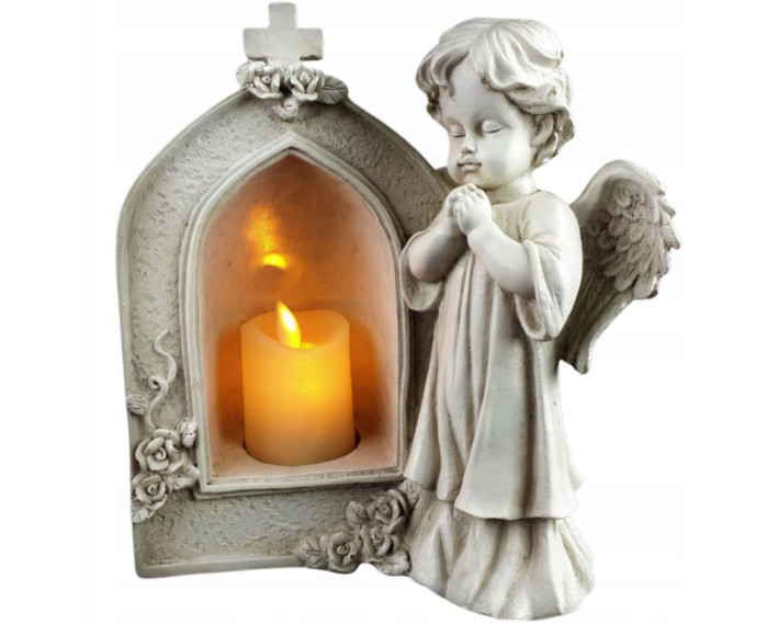 Figurka Aniołka Kapliczka ze świecą LED Aniołek Modlący