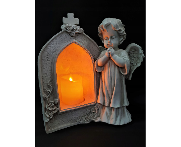 Figurka Aniołka Kapliczka ze świecą LED Aniołek Modlący