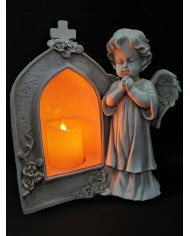 Figurka Aniołka Kapliczka ze świecą LED Aniołek Modlący