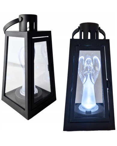 Latarenka stożek z Aniołkiem LED czarna