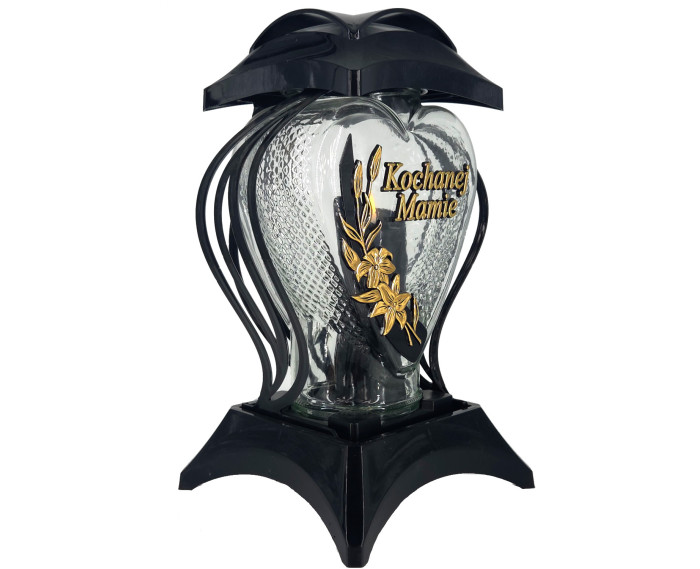 Duży znicz w kształcie serca z dedykacją Mamie - Lampion Cebula Ded. Mamie