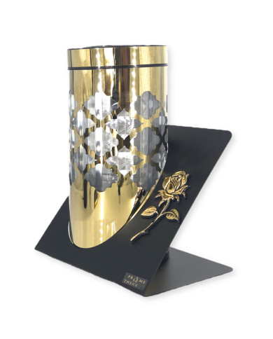 Znicz solarny PARIS C z róża w kolorze złotym lub srebrnym Znicz solarny PARIS C z róża w kolorze złotym lub srebrnym