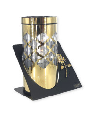 Znicz solarny PARIS C z róża w kolorze złotym lub srebrnym