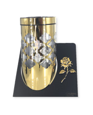 Znicz solarny PARIS C z róża w kolorze złotym lub srebrnym