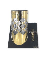 Znicz solarny PARIS C z krzyżem w kolorze złotym lub srebrnym