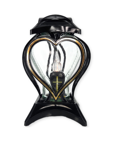 Duży szklany znicz z ozdobnym sercem - Serce Metalik (różne kolory) Duży szklany znicz z ozdobnym sercem - Serce Metalik (różne kolory)