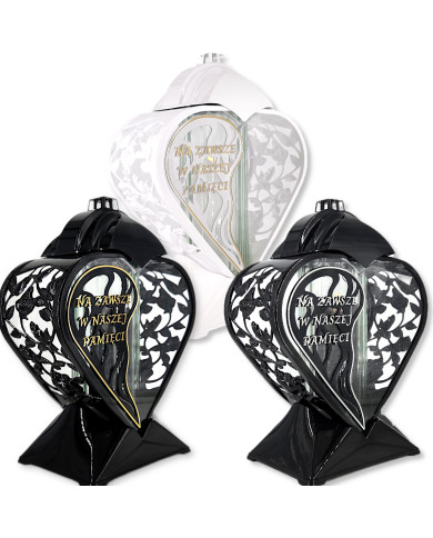 znicz dekoracyjny w kształcie serca z napisem na zawsze w naszej pamięci znicz dekoracyjny w kształcie serca z napisem na zawsze w naszej pamięci