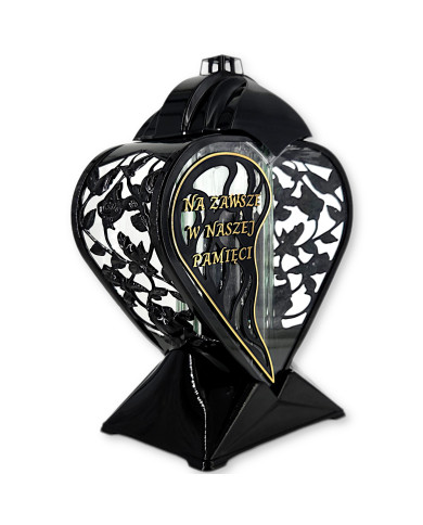 znicz dekoracyjny w kształcie serca z napisem na zawsze w naszej pamięci znicz dekoracyjny w kształcie serca z napisem na zawsze w naszej pamięci