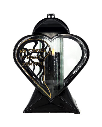 znicz dekoracyjny w kształcie serca z napisem na zawsze w naszej pamięci znicz dekoracyjny w kształcie serca z napisem na zawsze w naszej pamięci