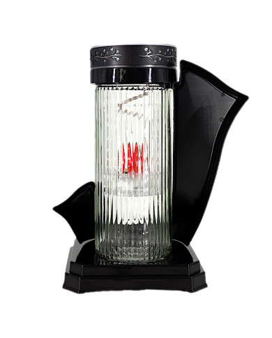 czarny znicz solarny z czerwoną diodą LED i dekoracją róży w kolorze złotym lub srebrnym czarny znicz solarny z czerwoną diodą LED i dekoracją róży w kolorze złotym lub srebrnym