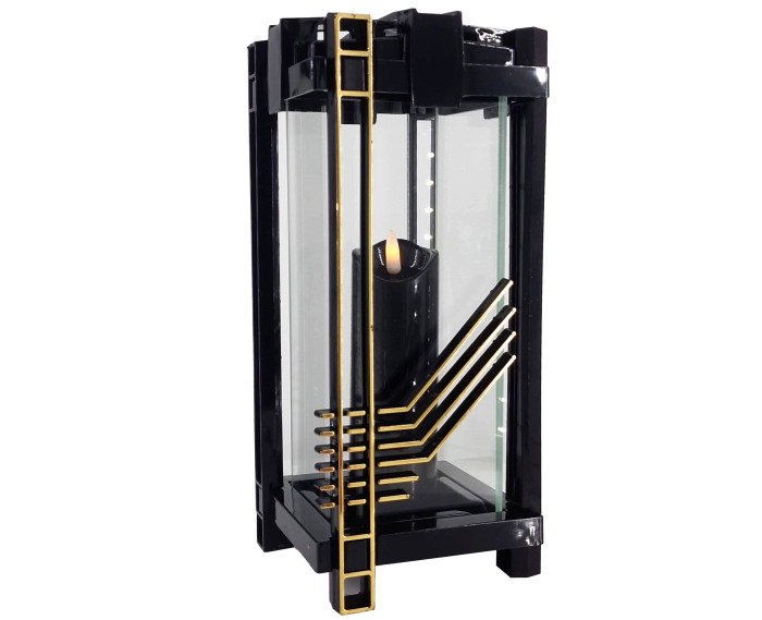 Znicz Lampion Kwadrat z ozdobnymi paskami - Lampion Kolumna Gitara