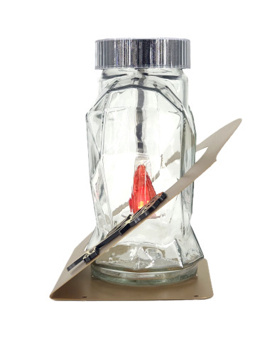 Znicz LED solarny z różą 21 cm metalowa blacha dekoracyjny na grób cmentarz Znicz LED solarny z różą 21 cm metalowa blacha dekoracyjny na grób cmentarz