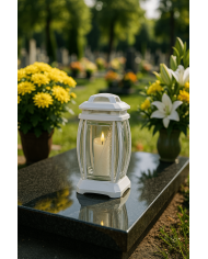 Prosty znicz szklany kapliczka 27cm tradycyjny znicz na grób