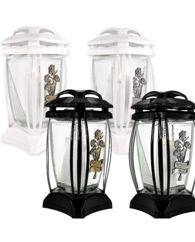 znicz walerina czarny i biały z różą i napisem kochanemu tacie