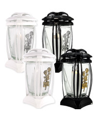 znicz walerina czarny i biały z różą i napisem kochanej mamie