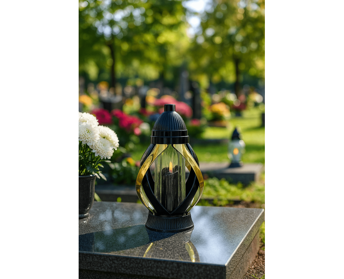 Piękny lampion 28cm metalizowana złota wstęga oryginalny kształt