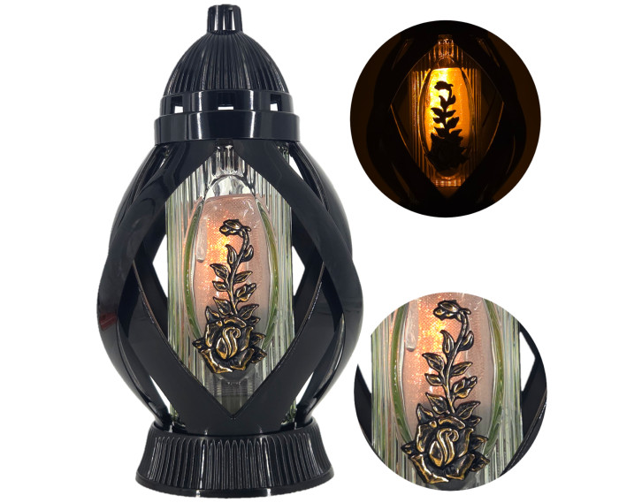 Piękny lampion 28cm wstęga czarna ze złotym kwiatem oryginalny kształt