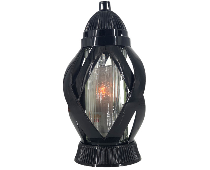 Piękny lampion 28cm wstęga czarna ze srebrnym kwiatem oryginalny kształ