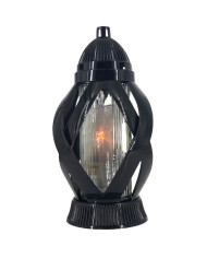 Piękny lampion 28cm wstęga czarna ze srebrnym kwiatem oryginalny kształ