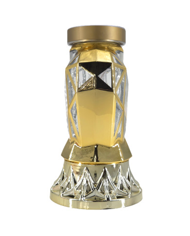 Piękny złoty znicz Solarny LED 25cm nowoczesny lampion metalizowany z różą Piękny złoty znicz Solarny LED 25cm nowoczesny lampion metalizowany z różą