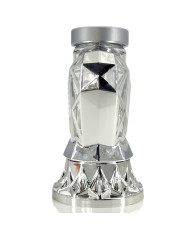 Piękny srebrny znicz Solarny LED 25cm nowoczesny lampion metalizowany róża