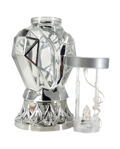 Piękny srebrny znicz Solarny LED 25cm nowoczesny lampion metalizowany róża Piękny srebrny znicz Solarny LED 25cm nowoczesny lampion metalizowany róża