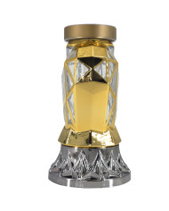 Piękny złoty znicz Solarny LED 25cm nowoczesny lampion metalizowany z różą