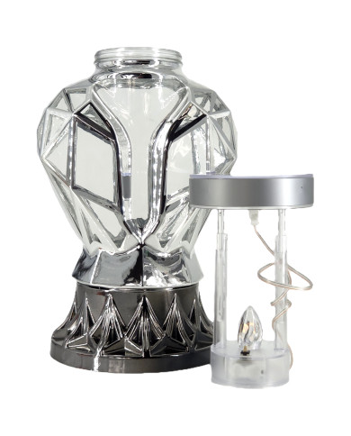 Piękny srebrny znicz Solarny LED 25cm nowoczesny lampion metalizowany róża Piękny srebrny znicz Solarny LED 25cm nowoczesny lampion metalizowany róża