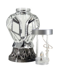 Piękny srebrny znicz Solarny LED 25cm nowoczesny lampion metalizowany róża