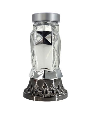 Piękny srebrny znicz Solarny LED 25cm nowoczesny lampion metalizowany róża Piękny srebrny znicz Solarny LED 25cm nowoczesny lampion metalizowany róża