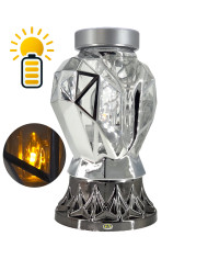 Piękny złoty znicz Solarny LED 25cm nowoczesny lampion metalizowany z różą