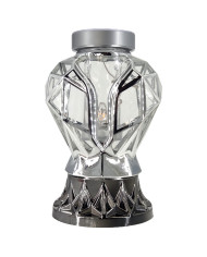 Piękny srebrny znicz Solarny LED 25cm nowoczesny lampion metalizowany róża